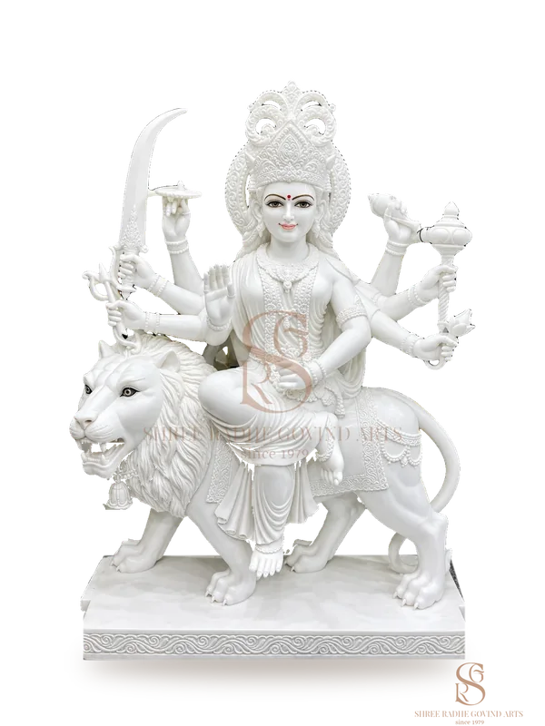 Durga Maa moorti in white marble