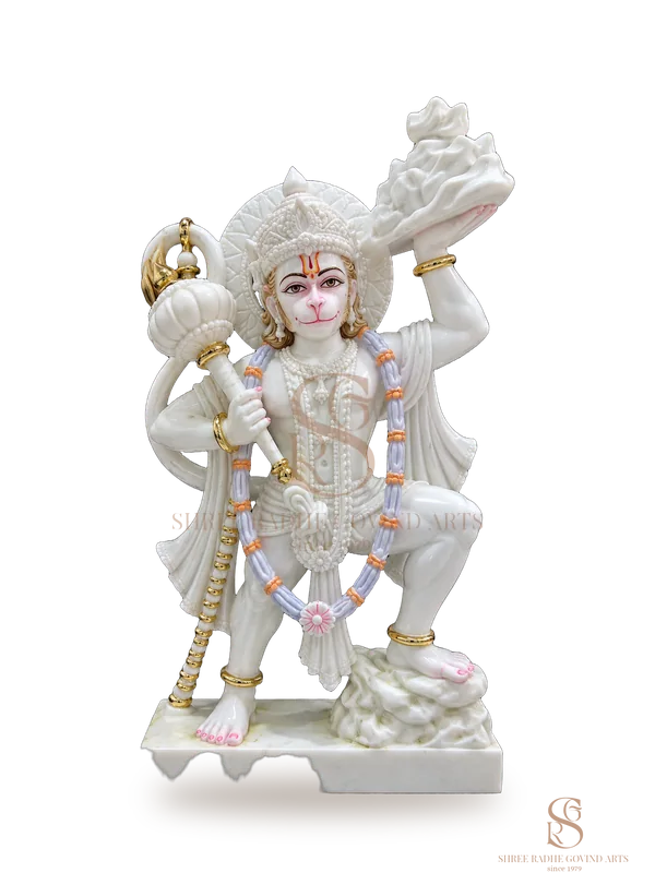 Hanuman ji moorti in white marble